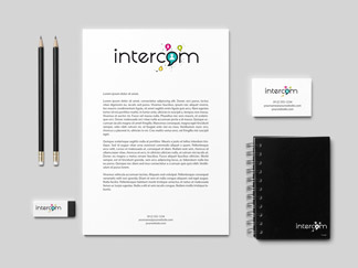 Logo Intercom, présentation papeterie