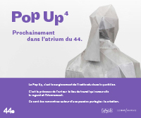 E-mailing teasing pour l'invitation de l'événement culturel Pop Up 4, avec une partie de la sculpture dévoilée